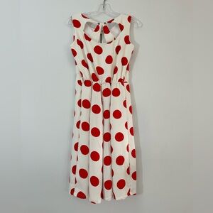 72. Elegant Red Polka Dot Midi Dress (AS IS)